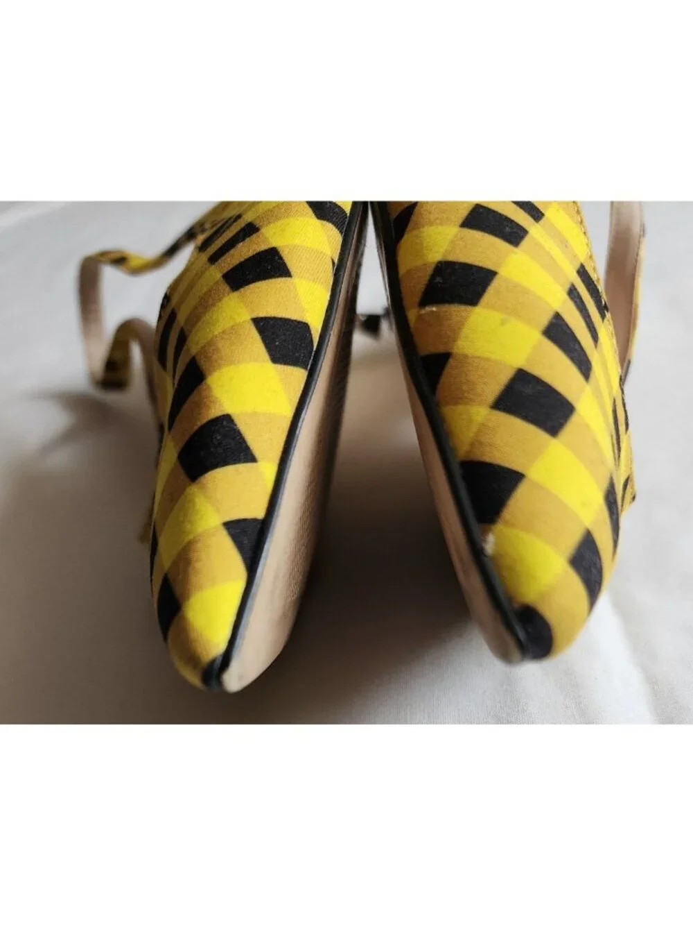 ZARA Women's Yellow/Black Gingham Slingback Pointed Toe Sandals Size 39 - Picture 9 of 11